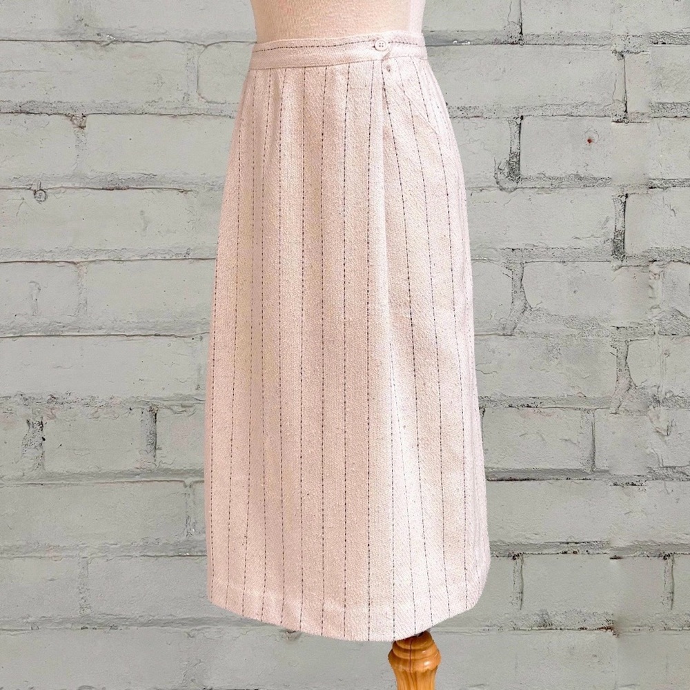 Vintage Cream Striped Midi Skirt